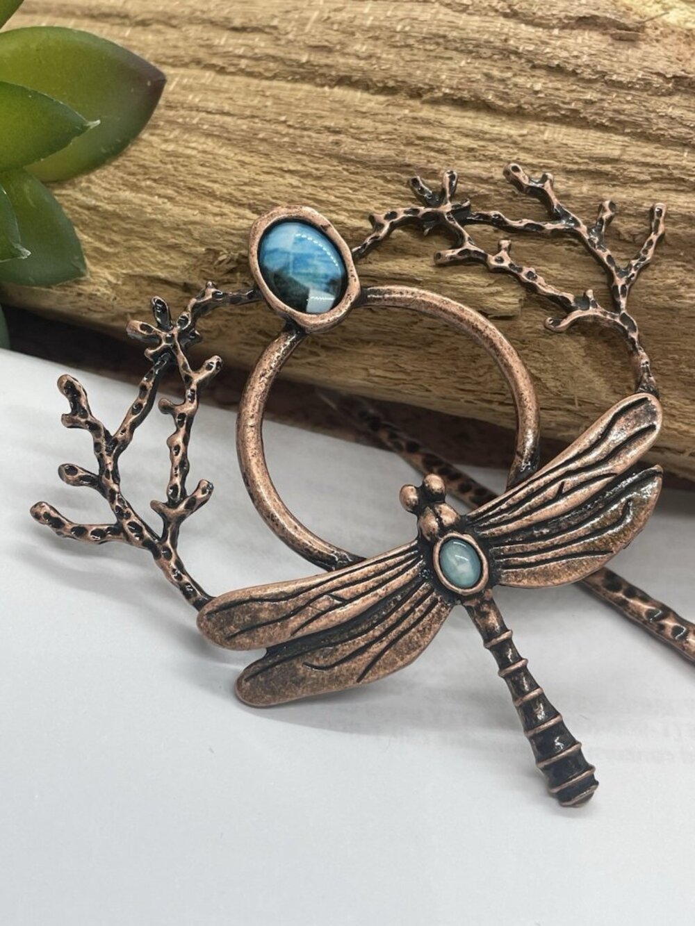 Dragonfly Festival Gem Hair pin Clip Copper Hair Accessories Renaissance fair